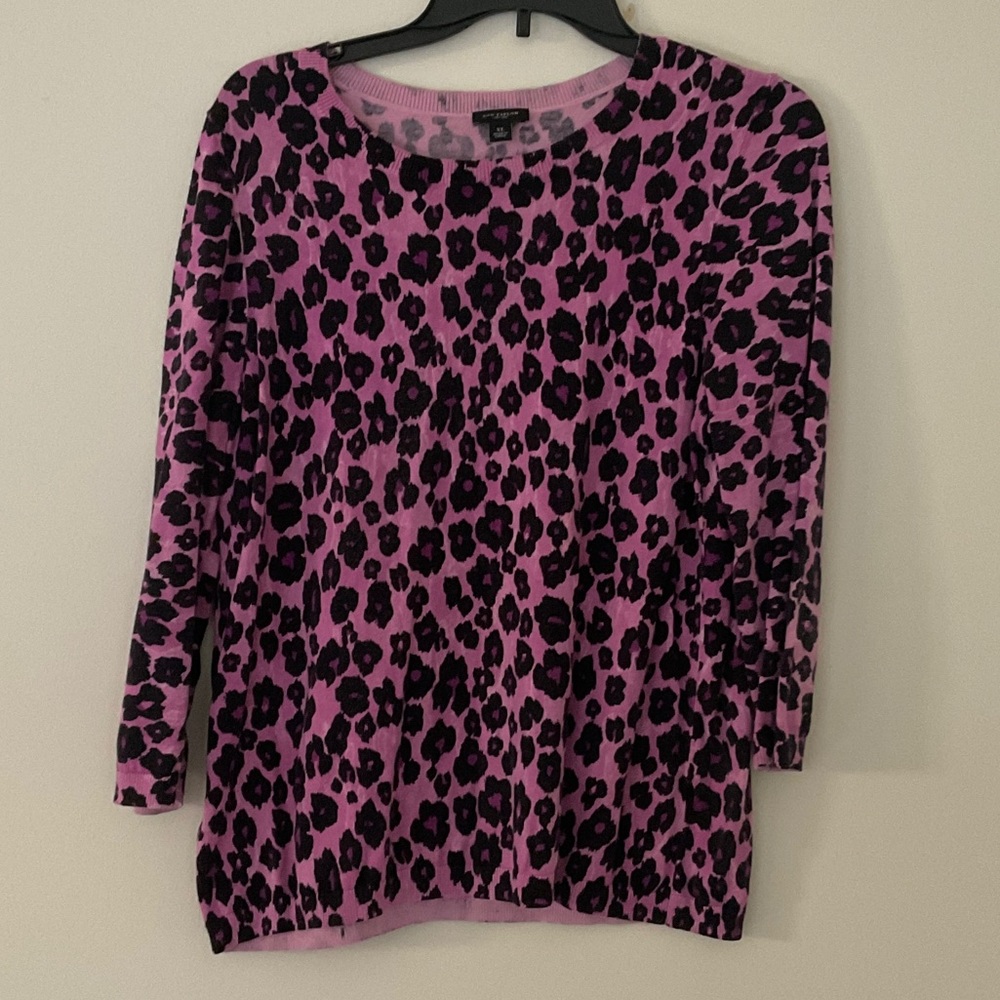 Ann Taylor Y2K Pink and Black Leopard Print Sweaters XL - Picture 5 of 6